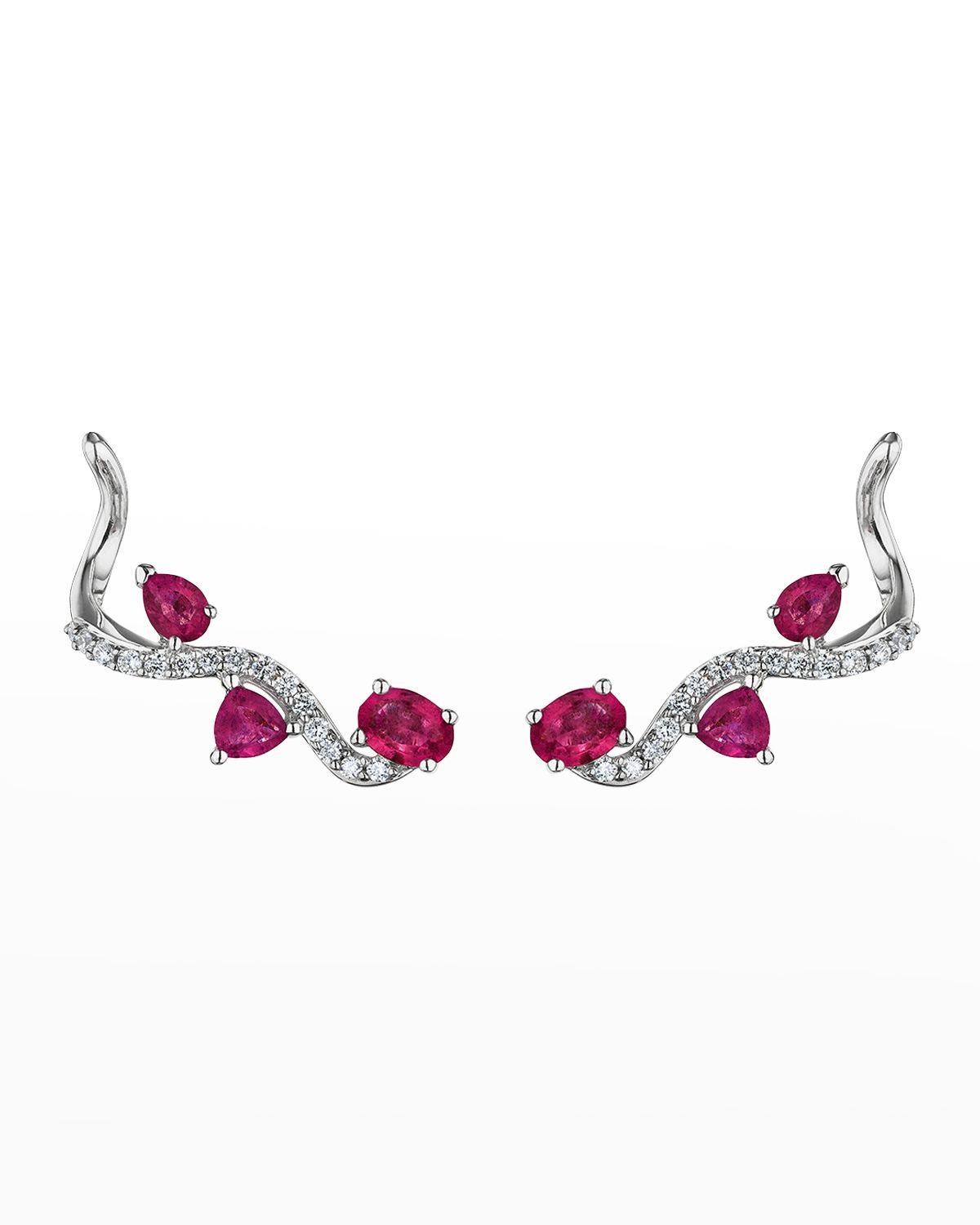 Hueb Mirage White Gold Earrings with Diamonds and Rubies