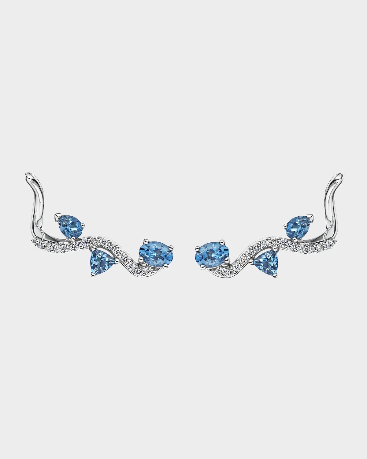 Hueb 18K Mirage White Gold Earrings with VS-GH Diamonds and Blue Topaz