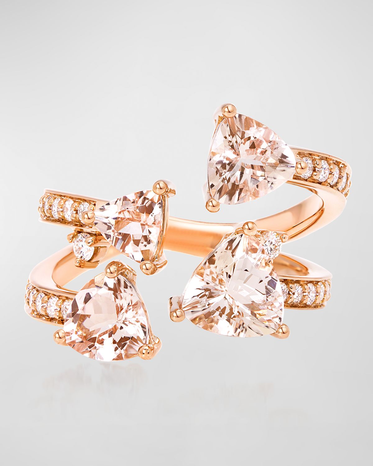 Hueb 18K Mirage Pink Gold Ring with VS/GH Diamonds and Four Rose Morganite