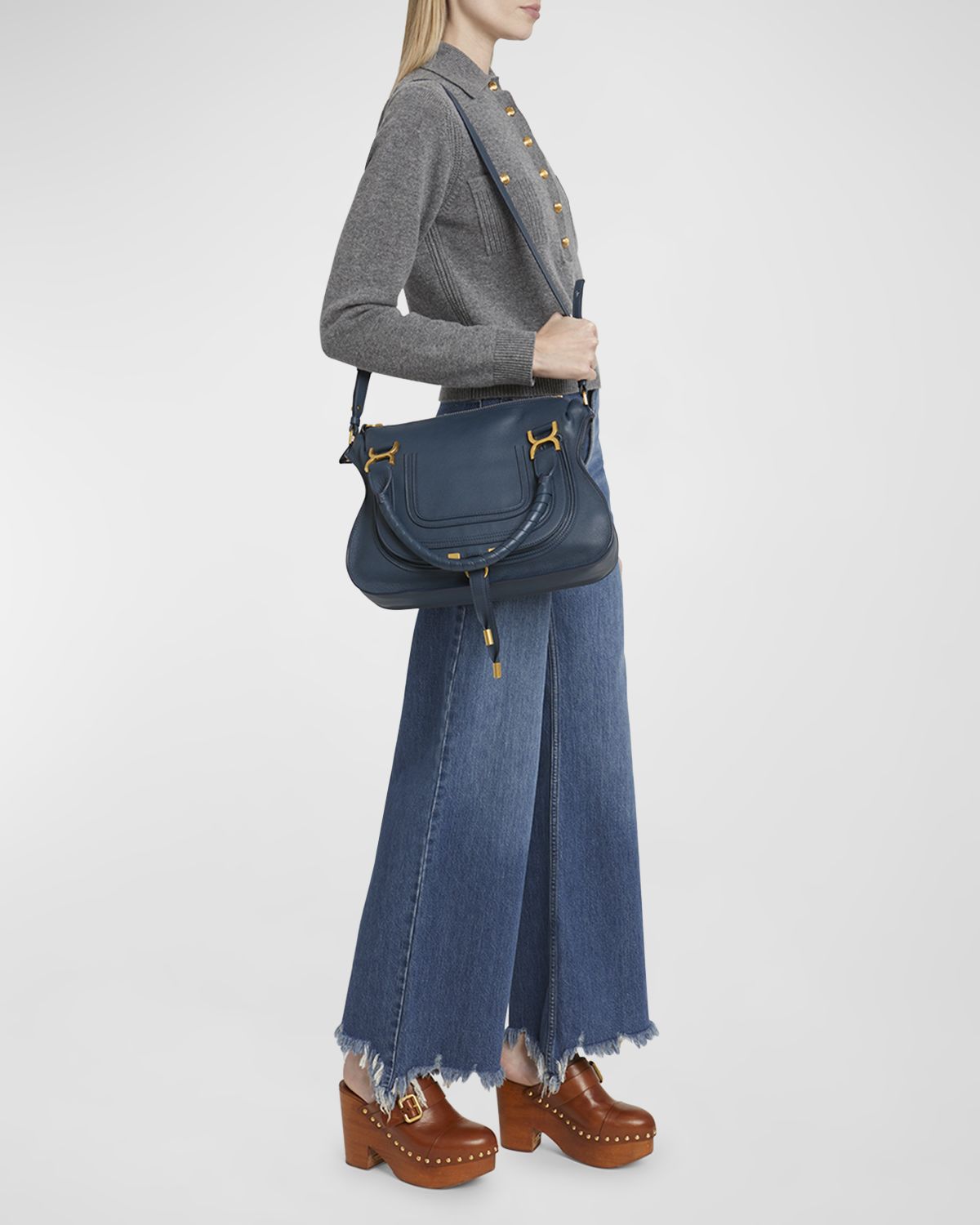 Chloe Marcie Medium Double Carry Satchel Bag in Grained Leather | Thumbnail 9