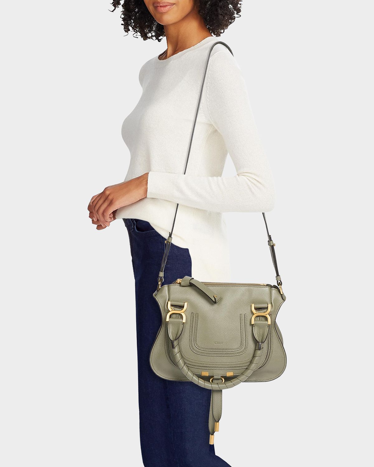 Chloe Marcie Small Satchel Bag in Grained Calfskin