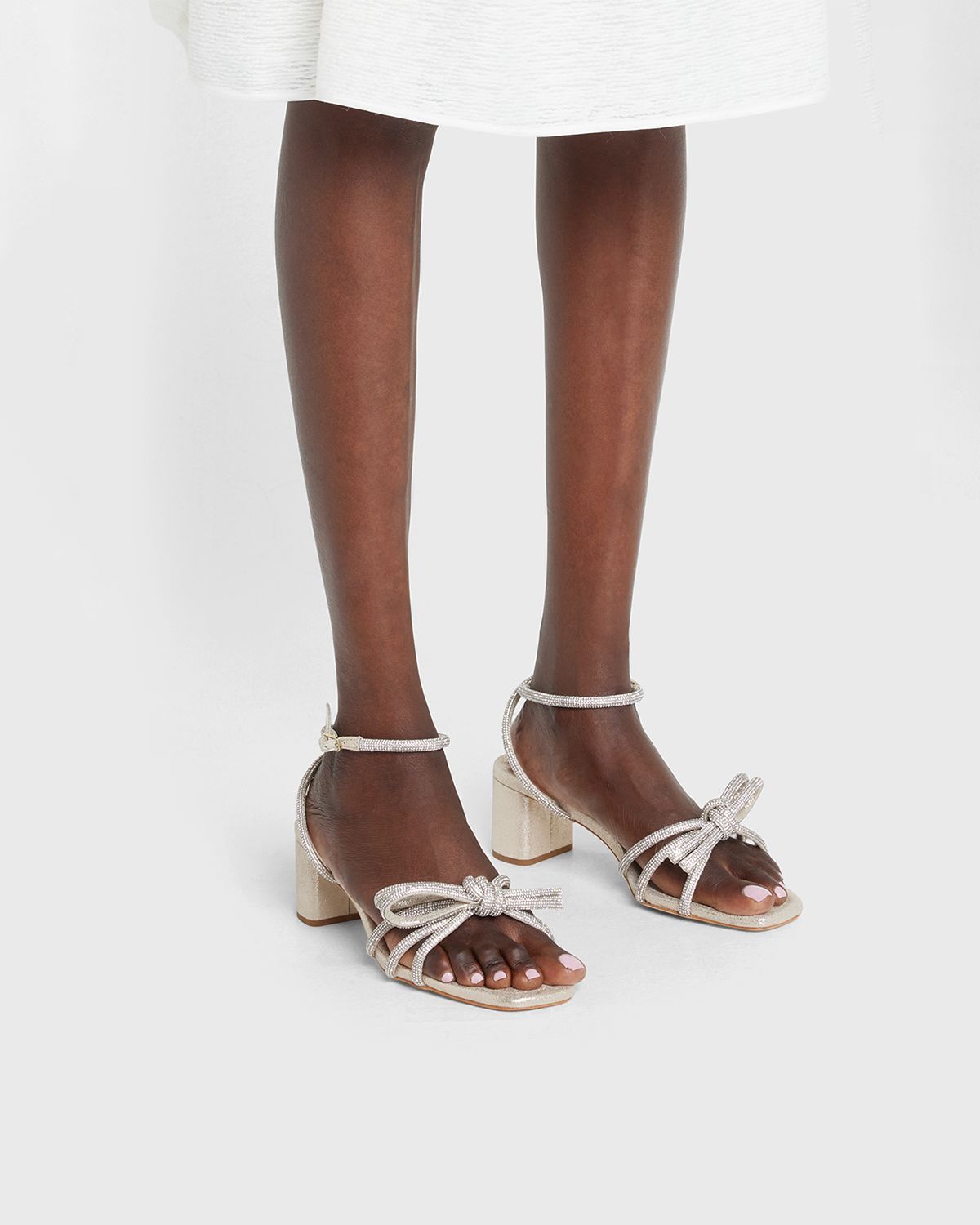 Loeffler Randall Mikel Strass Bow Ankle-Strap Sandals