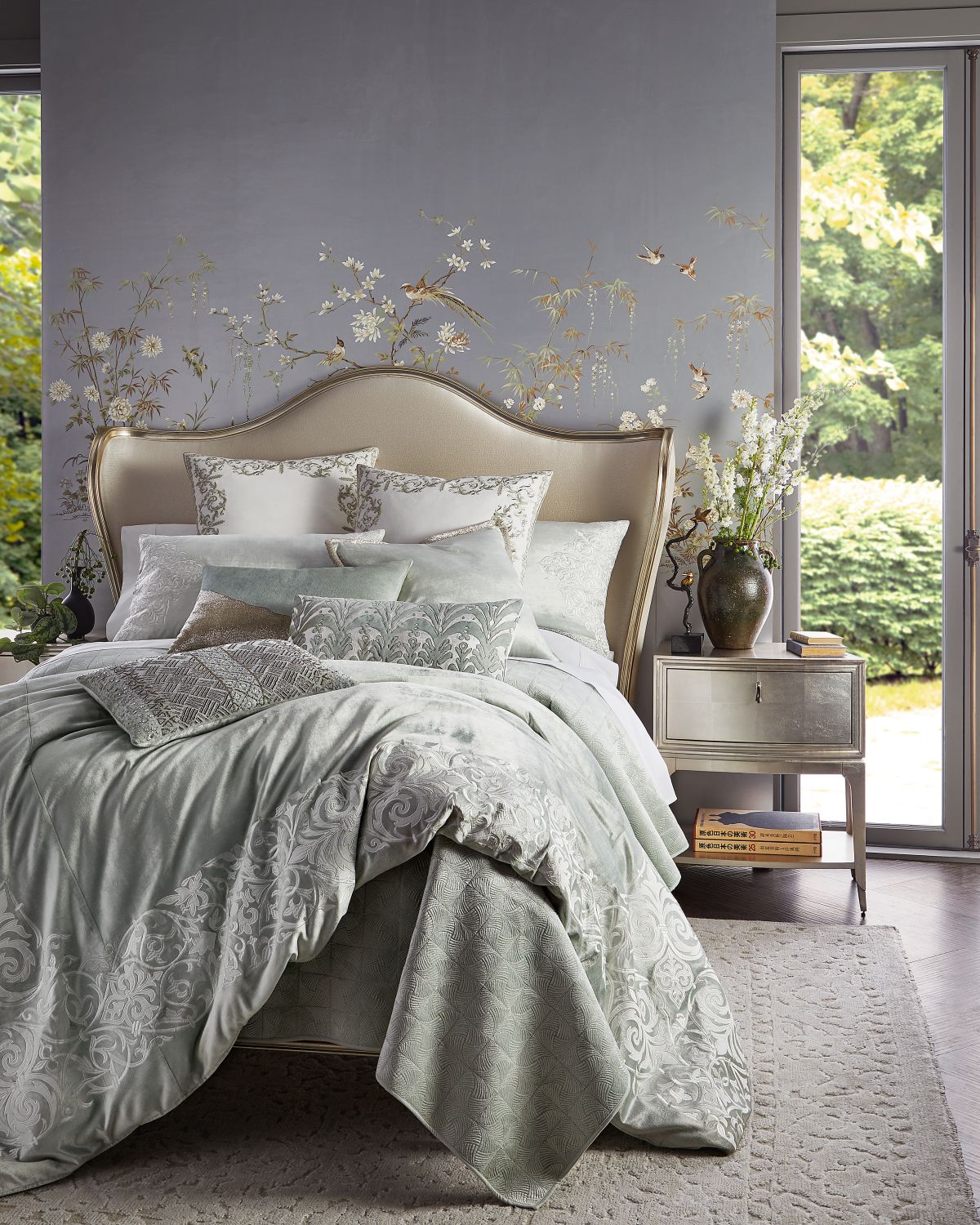 Callisto Home Marero Velvet Scroll King Sham, 20x36"