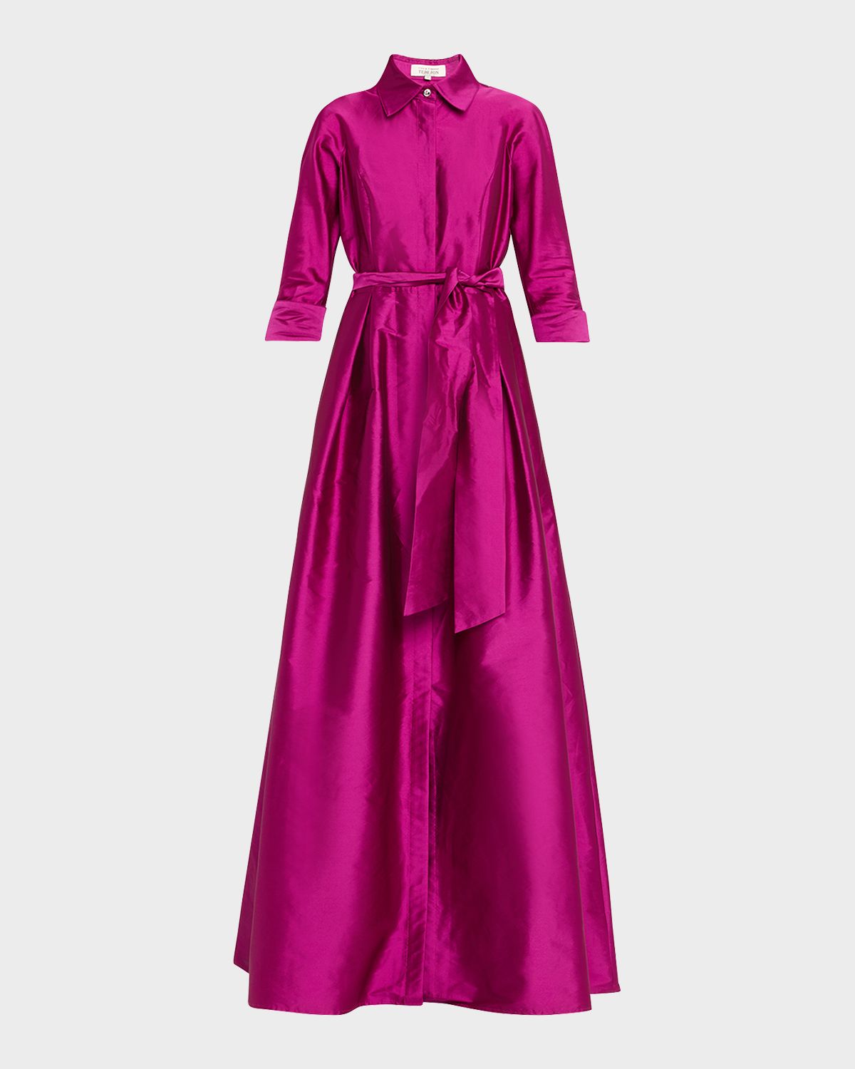 Rickie Freeman for Teri Jon 3/4-Sleeve Taffeta Shirtdress Gown | Thumbnail 6 Rickie Freeman for Teri Jon 3/4-Sleeve Taffeta Shirtdress Gown | Thumbnail 6