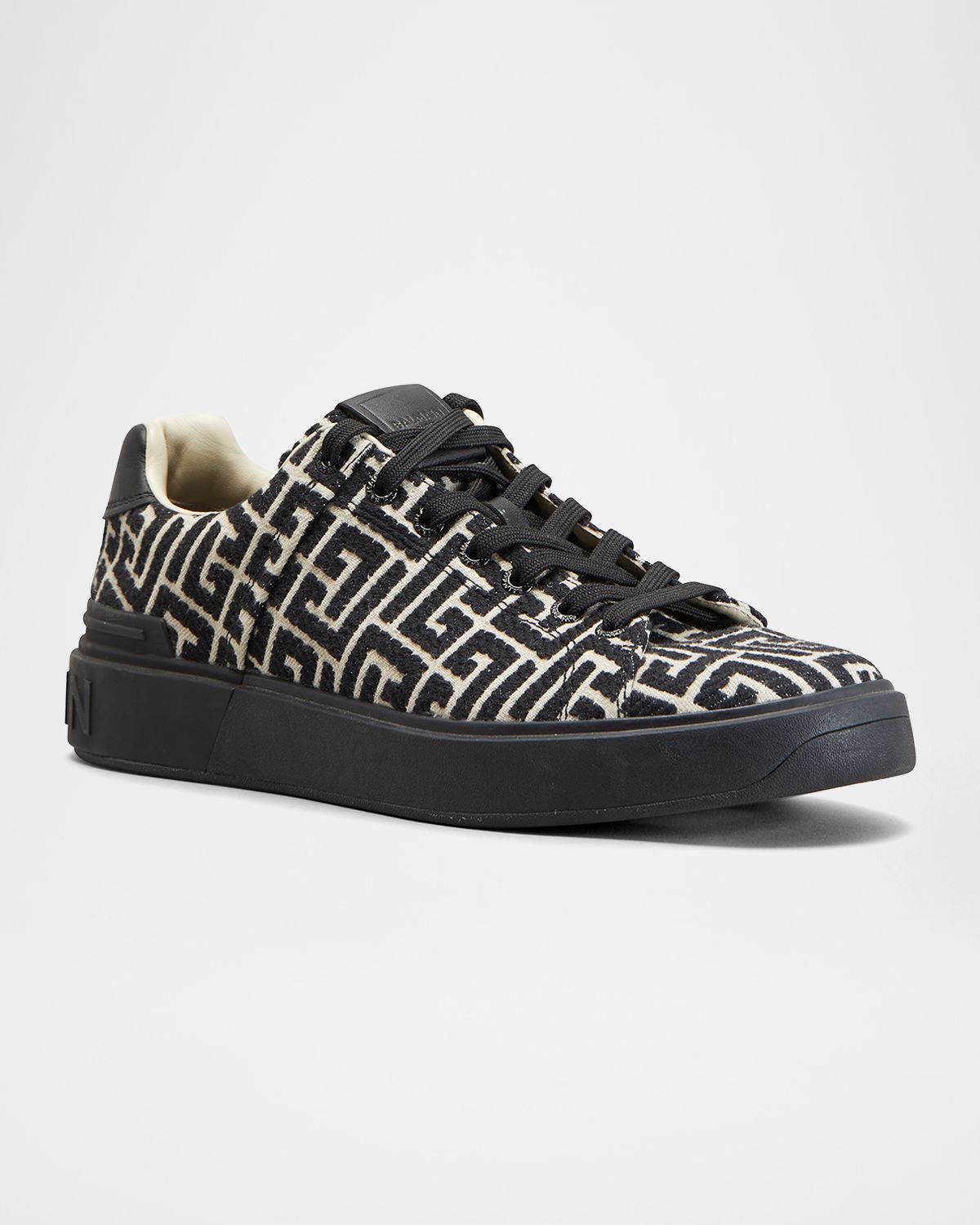 Balmain Men 's B-Court Jacquard Monogram Low Top Sneakers