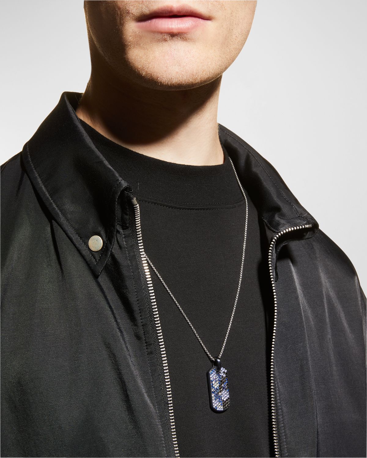 Gucci Men 's Enamel Logo Pendant Chain Necklace