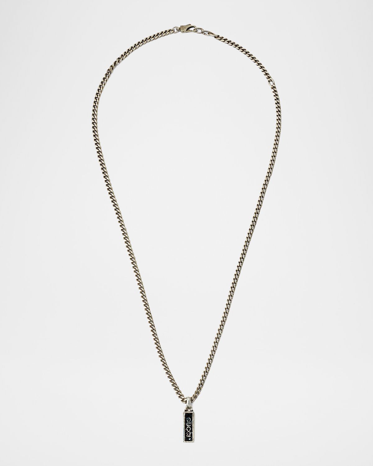 Gucci Men 's Enamel Logo Pendant Chain Necklace