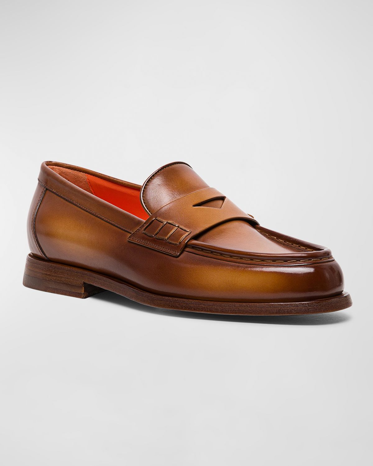 Santoni Airglow Classic Leather Penny Loafers