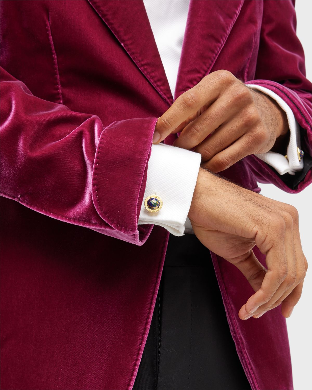 Tateossian Men 's Lapis Mosaic Globe Cufflinks