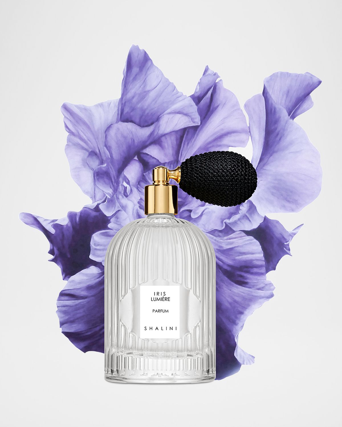 Shalini Parfum Iris Lumiere Parfum in Byzantine Glass Flacon w/ Black Bulb Atomizer, 3.4 oz.