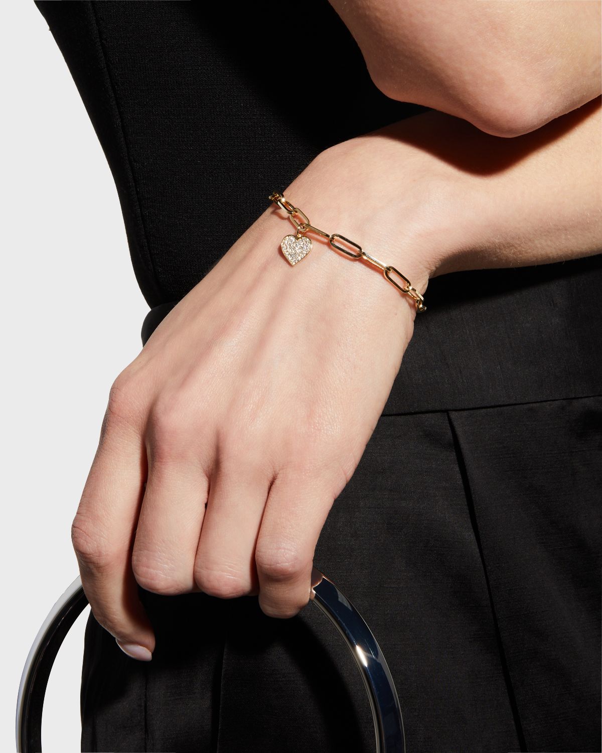 Sydney Evan Paperclip Bracelet with Diamond Heart Charm