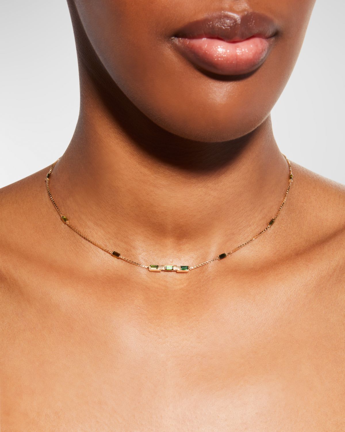 Gucci Link to Love Necklace in Yellow Gold and Green Tourmaline