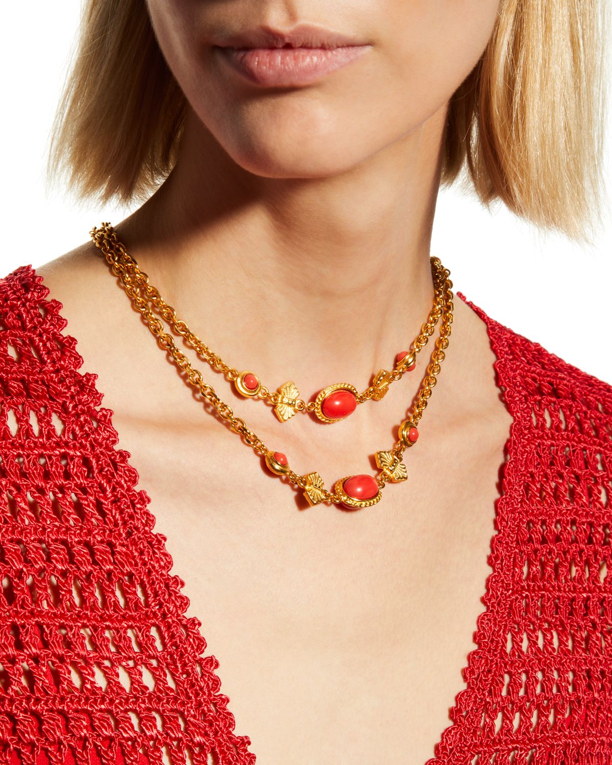 Ben-Amun Long Gold and Stone Necklace