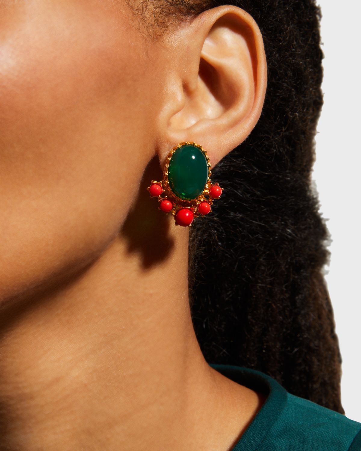 Ben-Amun Gold Colorful Stone Clip-On Earrings