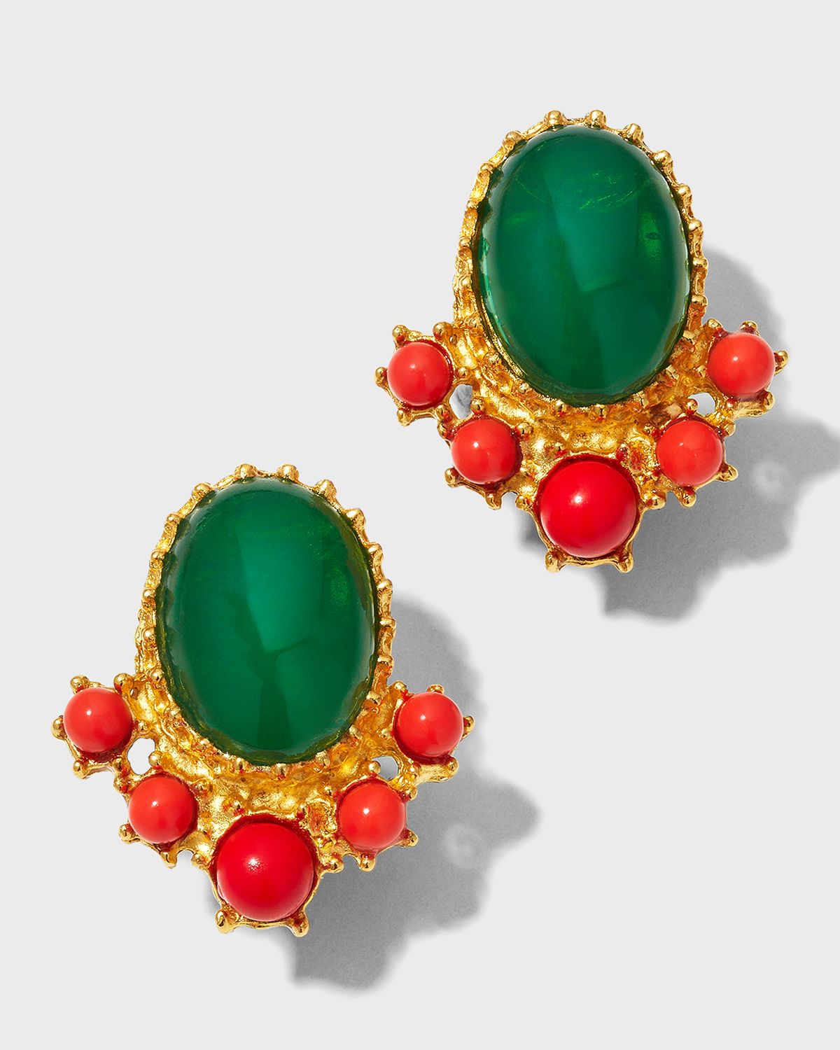 Ben-Amun Gold Colorful Stone Clip-On Earrings