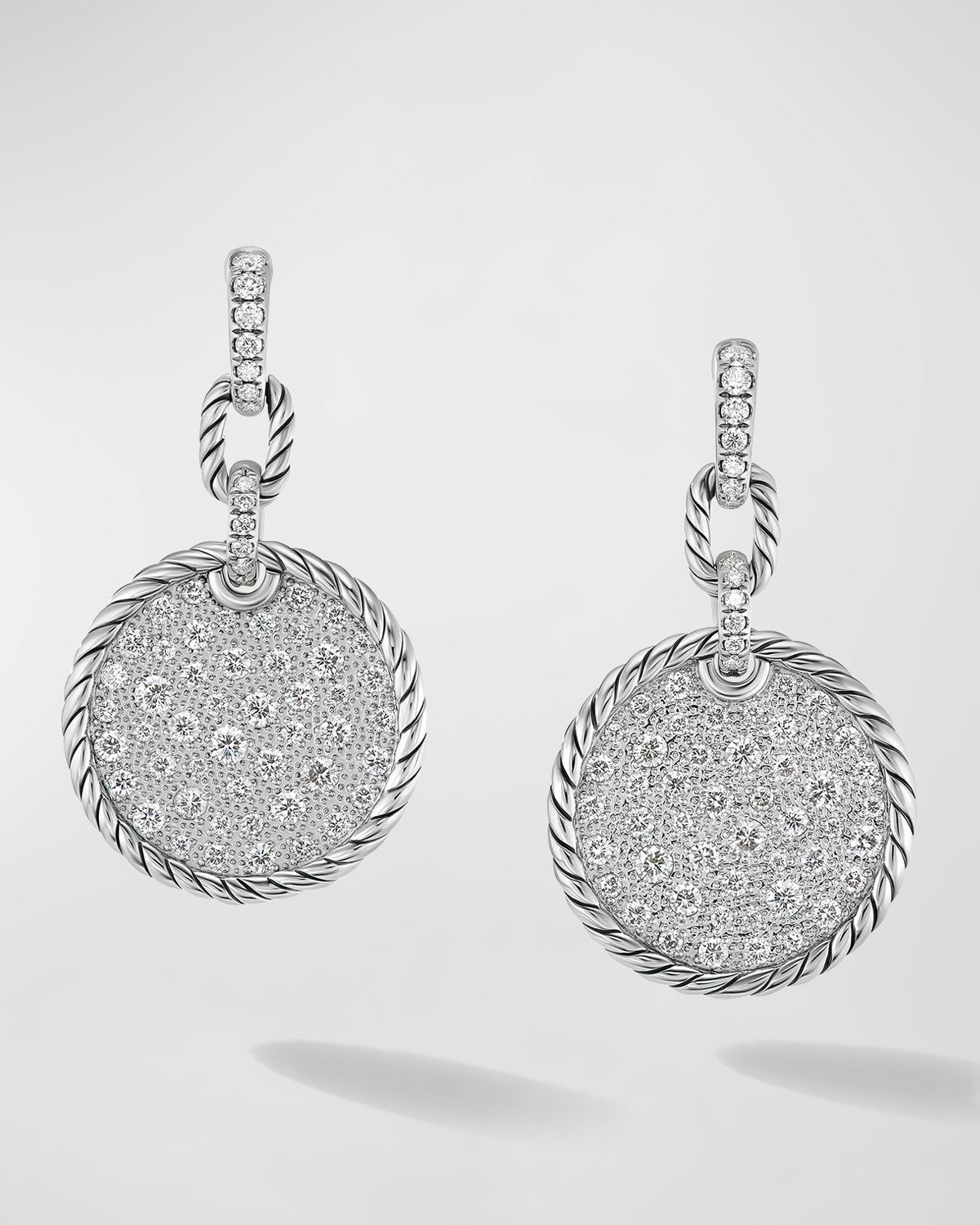 David Yurman Elements Earrings with Diamonds in Silver, 0.75"