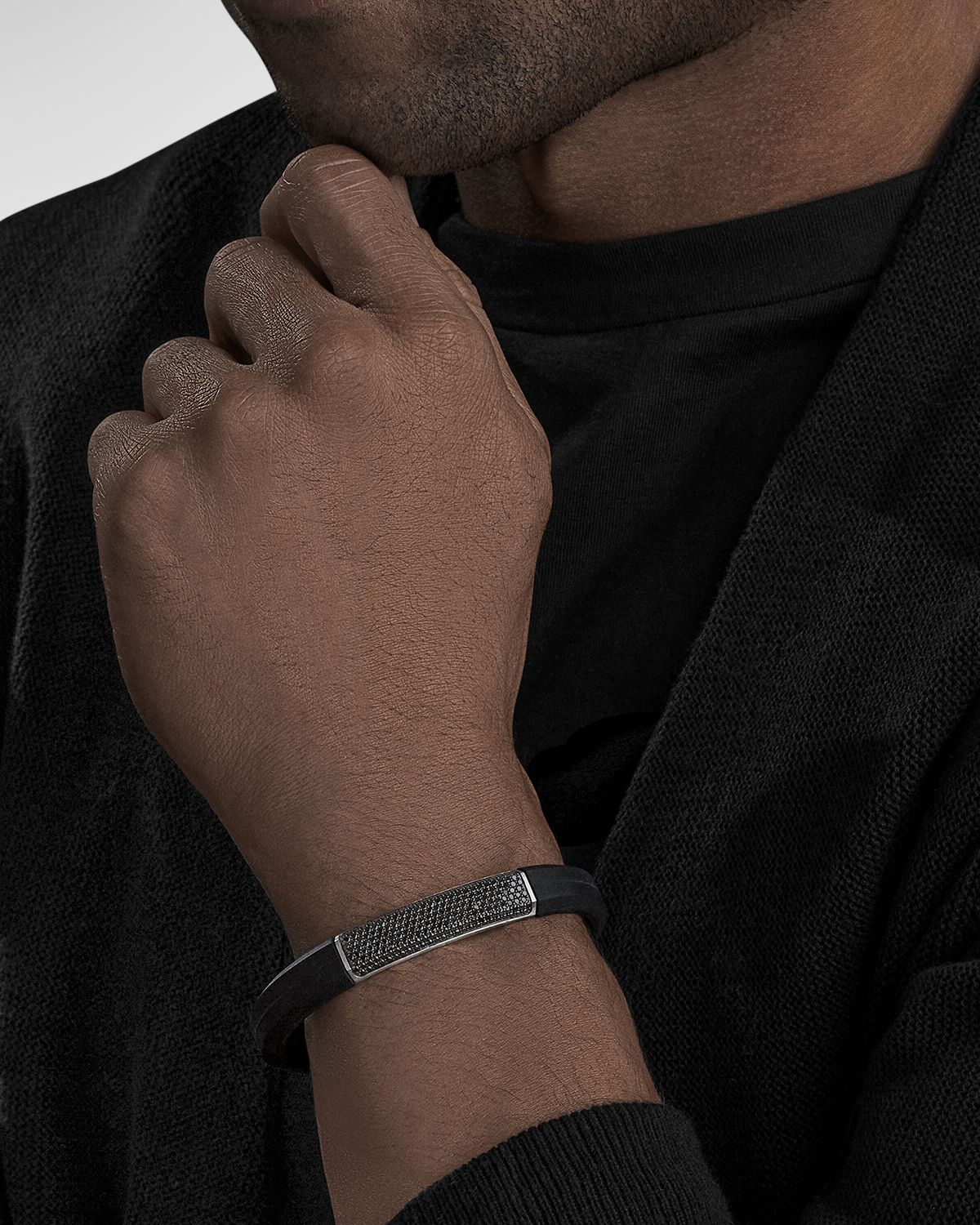David Yurman 10mm Men 's Streamline ID Rubber Bracelet