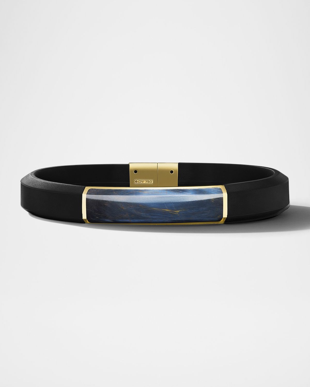 David Yurman Men 's Streamline ID Bracelet in Rubber with Pietersite and 18K Gold