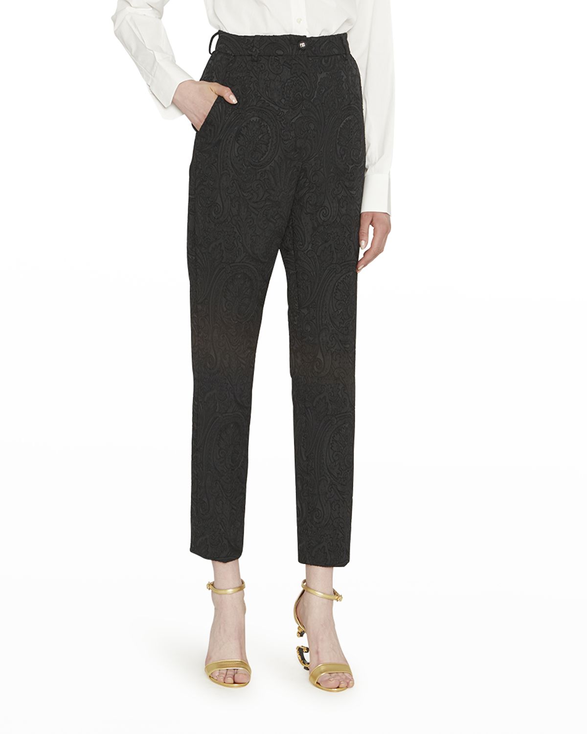 Dolce & Gabbana Jacquard High-Waisted Straight-Leg Pants