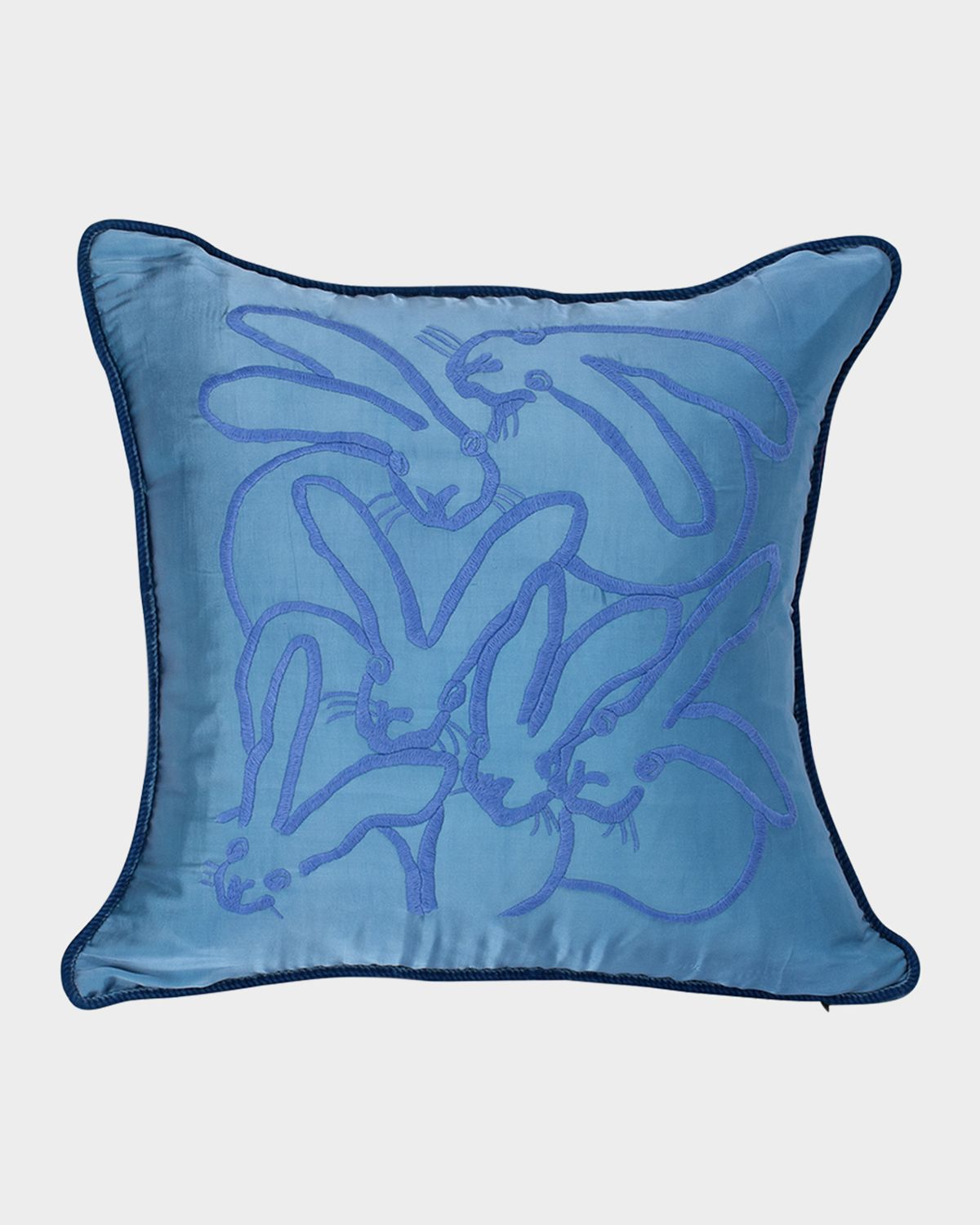 Hunt Slonem Embroidered Silk & Velvet Seven Bunny Pillow, 22" | Thumbnail 3