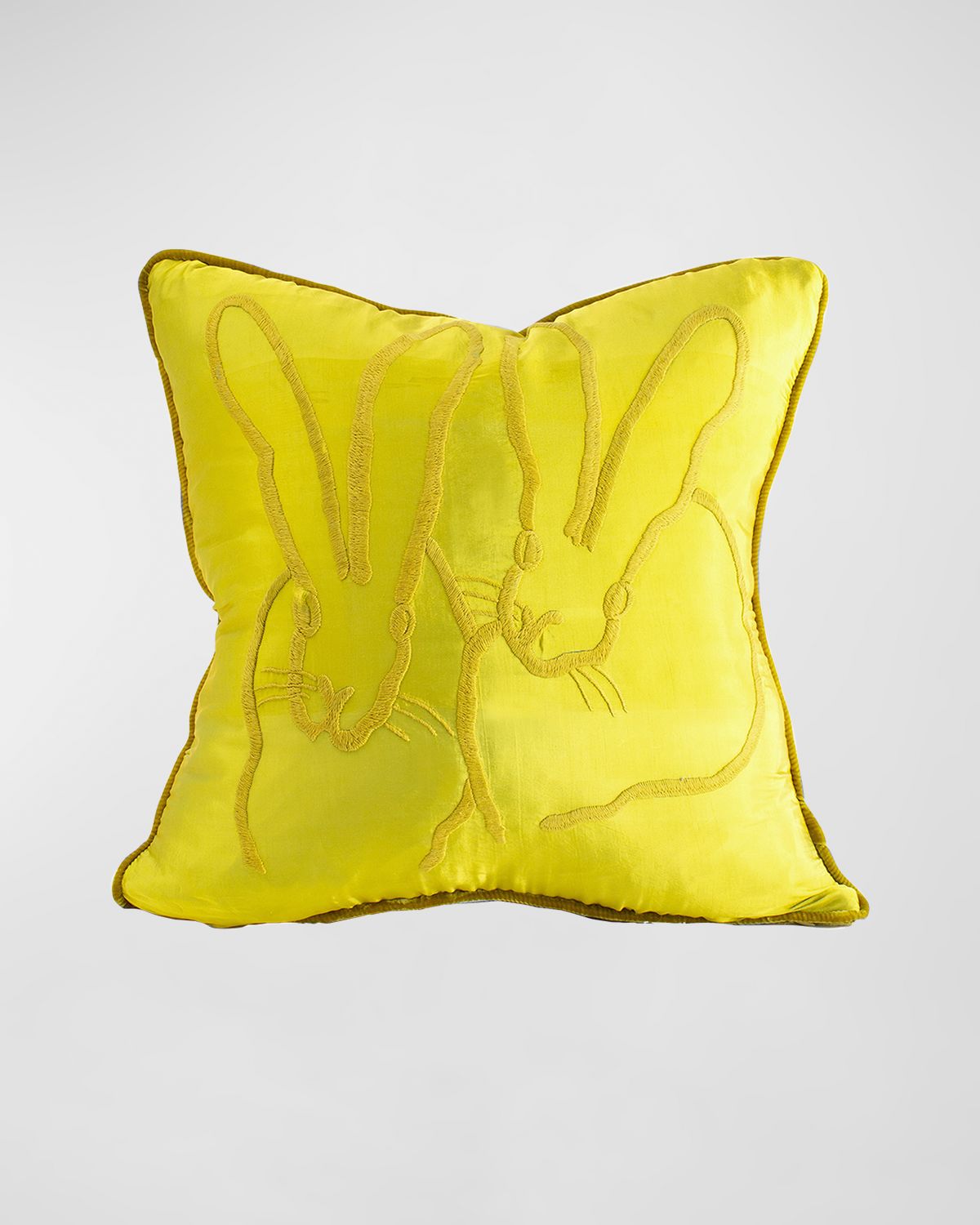 Hunt Slonem Embroidered Silk & Velvet Bunny Pillow, 20" | Thumbnail 3