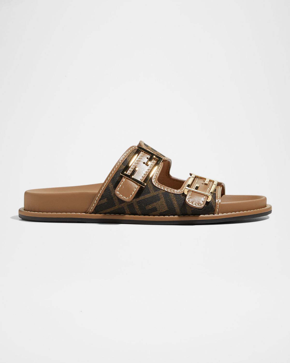 Fendi FF Jacquard Dual Buckle Slide Sandals