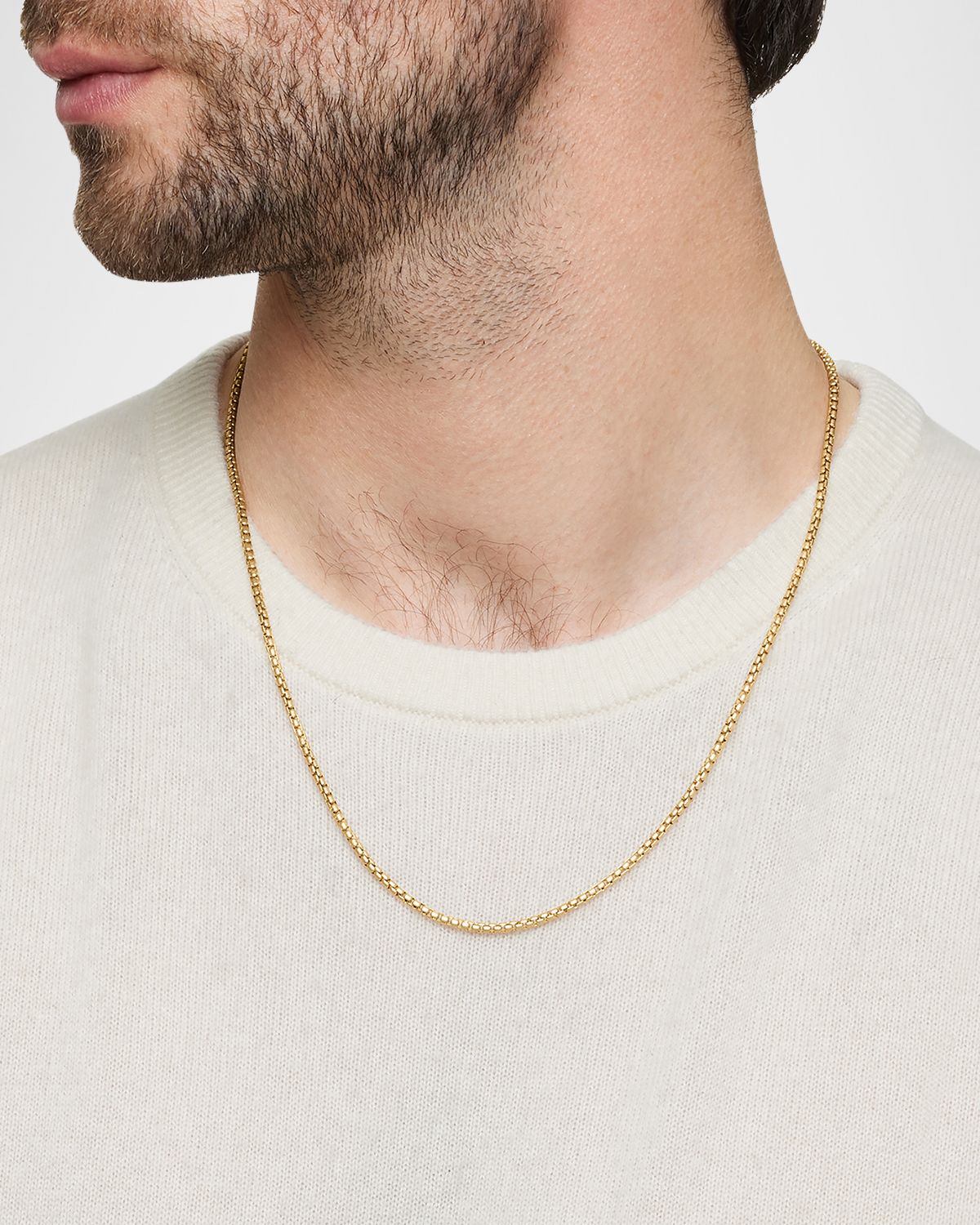 David Yurman Men 's Box Chain Necklace in Brushed 18K Gold, 2.7mm