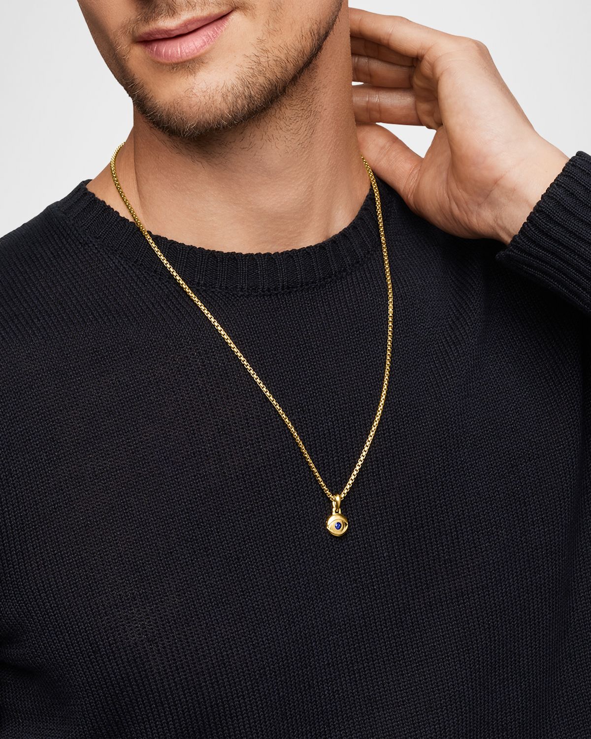 David Yurman Men 's Evil Eye Pendant with Gemstone in 18K Gold, 14.5mm