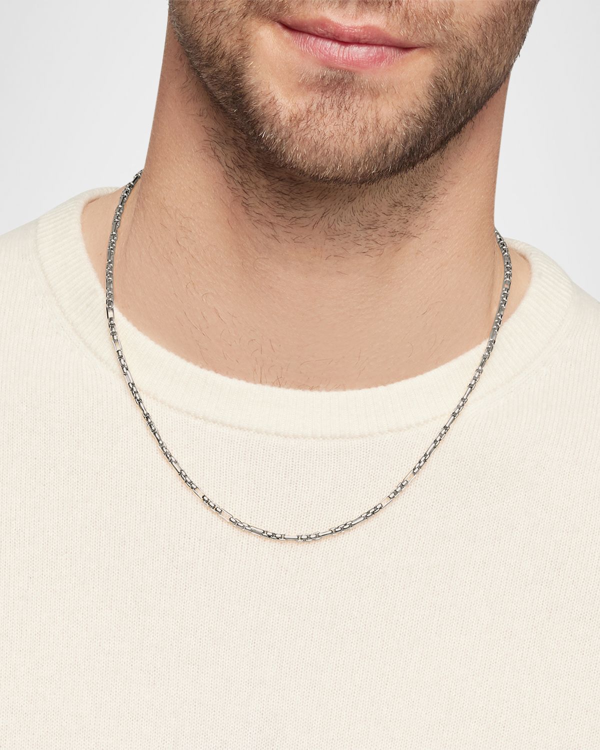 David Yurman 3mm Men 's Open Station Box Chain Necklace in Silver