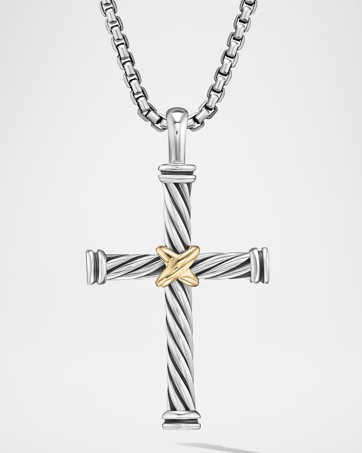 David Yurman Men 's Cable Cross Pendant in Silver with 18K Gold, 35mm