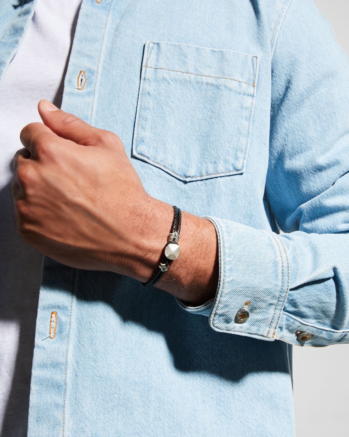 John Varvatos Men 's Braided Leather Bracelet
