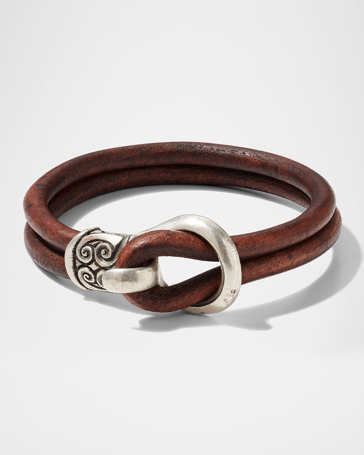 John Varvatos Men 's Leather Double Strand Buckle Bracelet