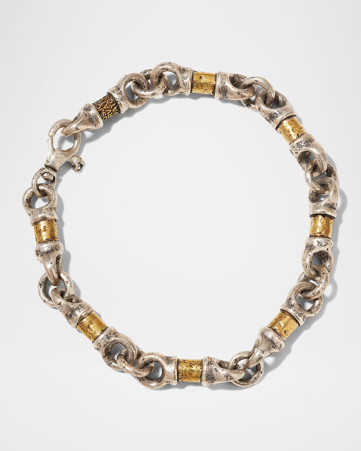 John Varvatos Men 's Distressed Two-Tone Barrel Link Chain Bracelet