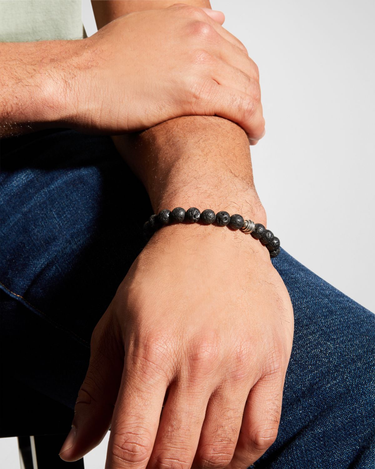 John Varvatos Men 's Beaded Lava Stone Bolo Bracelet