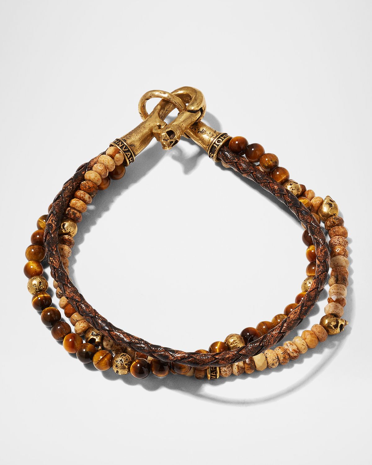 John Varvatos Men 's Multi-Strand Leather and Beaded Bracelet