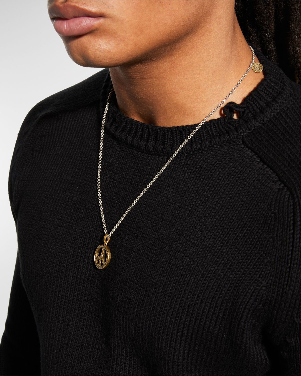 John Varvatos Men 's Distressed Peace Sign Pendant Necklace