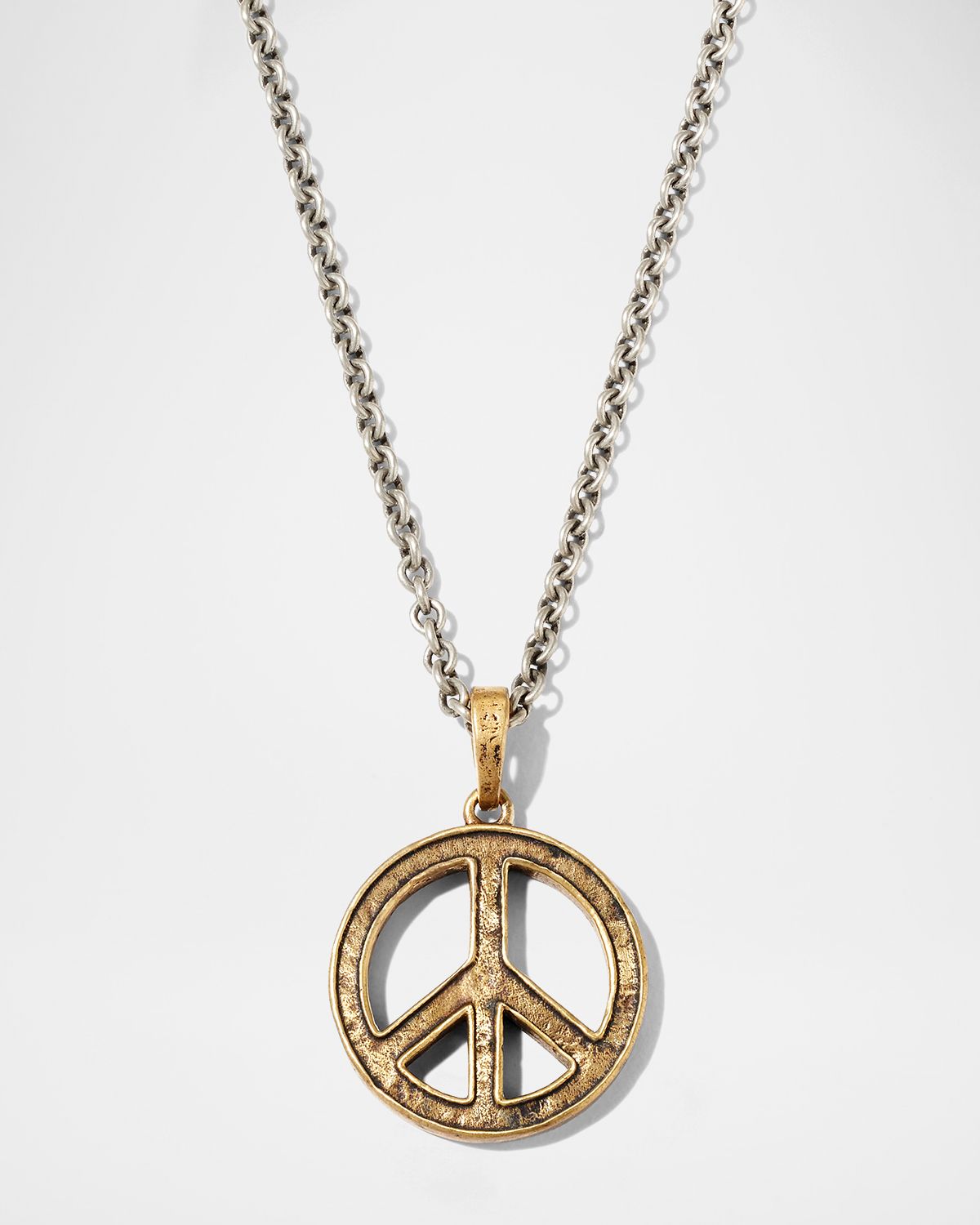 John Varvatos Men 's Distressed Peace Sign Pendant Necklace