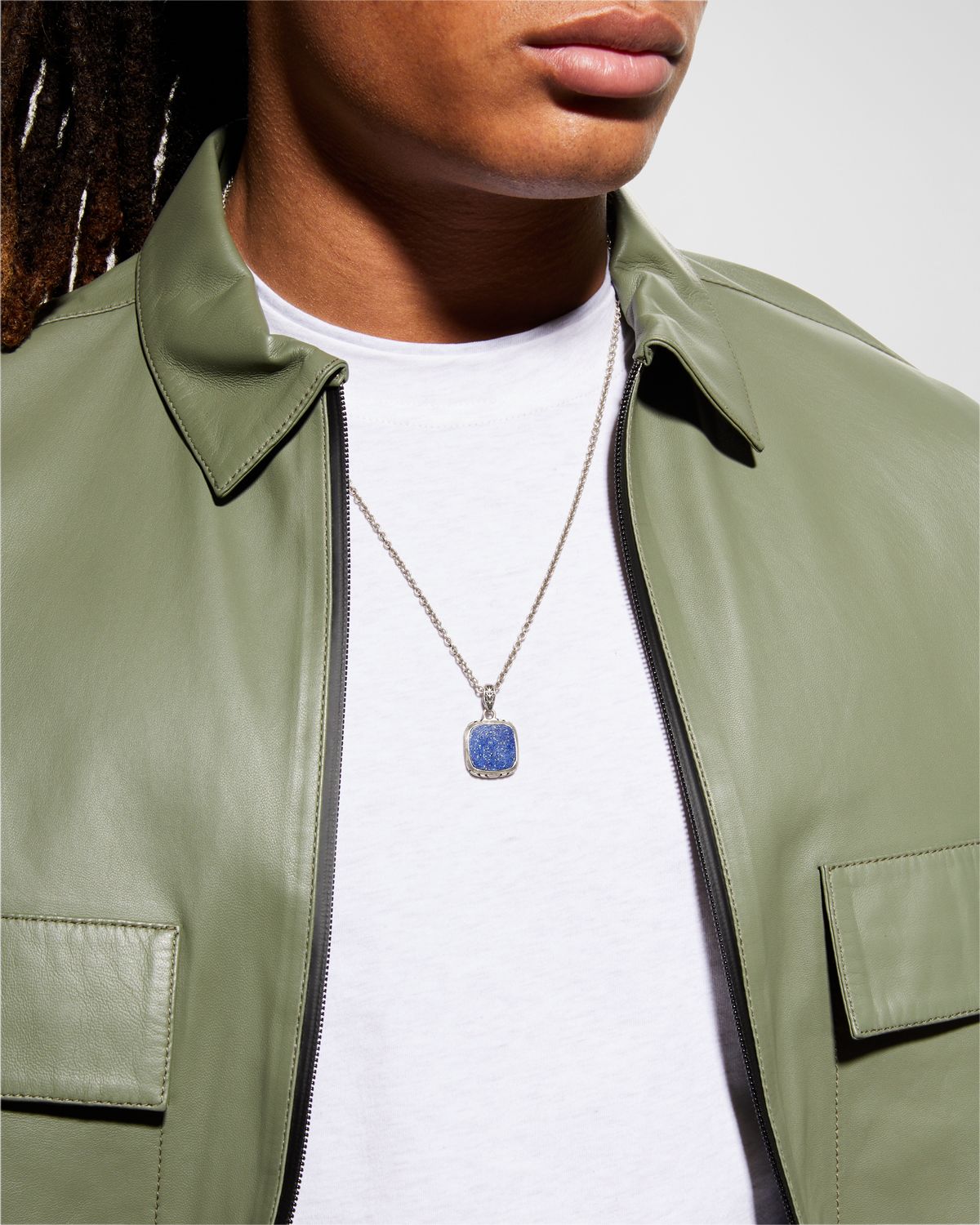 John Varvatos Men 's Artisan Lapis Pendant Necklace, 24"L