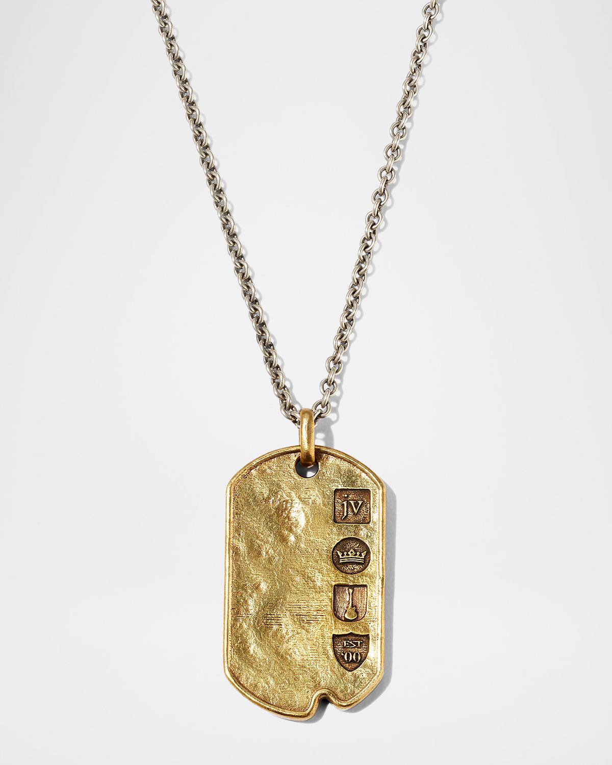 John Varvatos Men 's Distressed Dog Tag Two-Tone Pendant Necklace