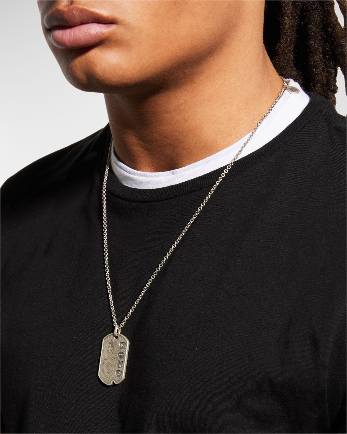 John Varvatos Men 's Distressed Dog Tag Pendant Necklace