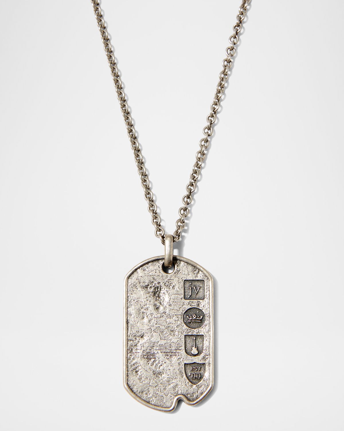 John Varvatos Men 's Distressed Dog Tag Pendant Necklace