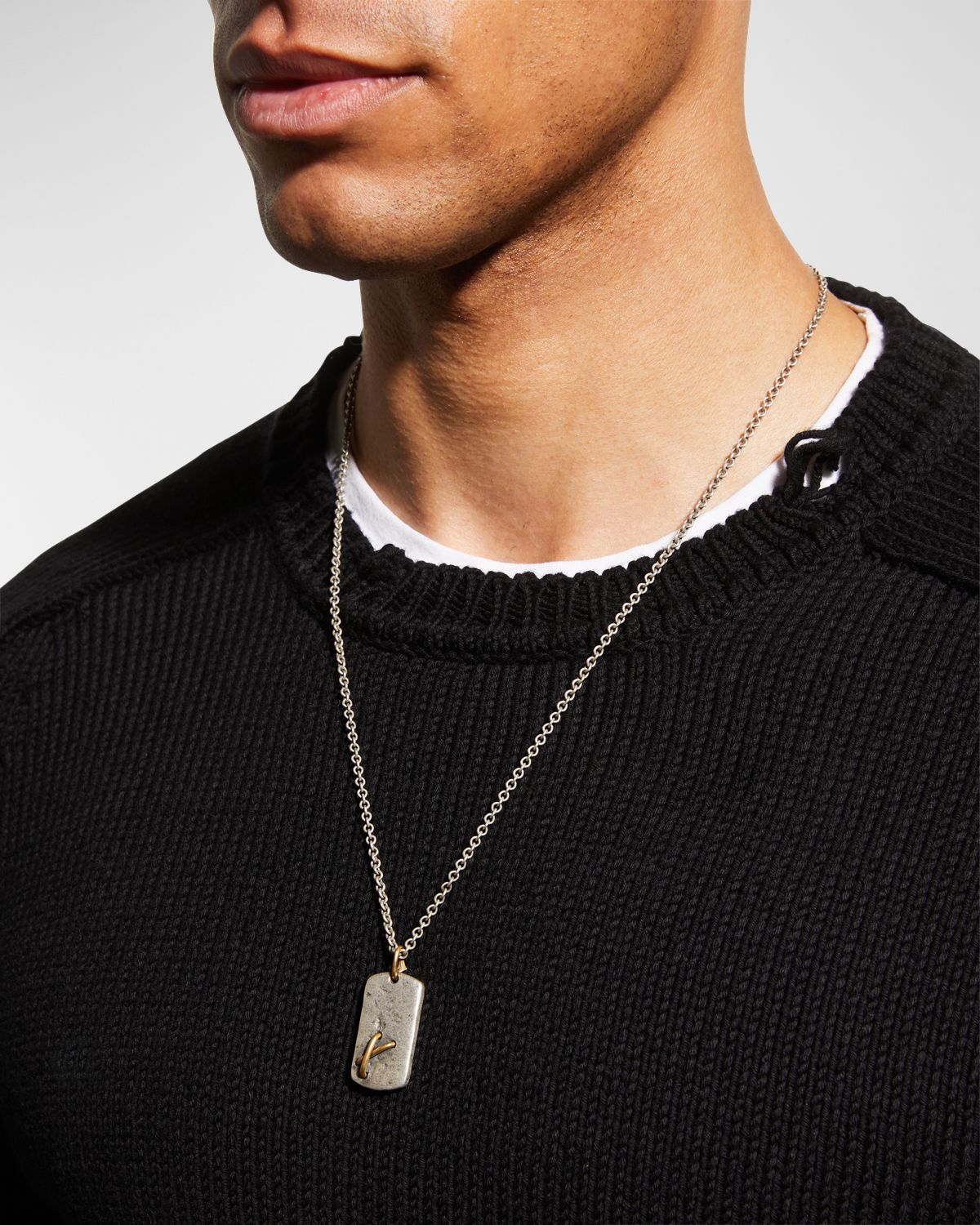 John Varvatos Men 's Wrap Dog Tag Pendant Necklace, 24"L