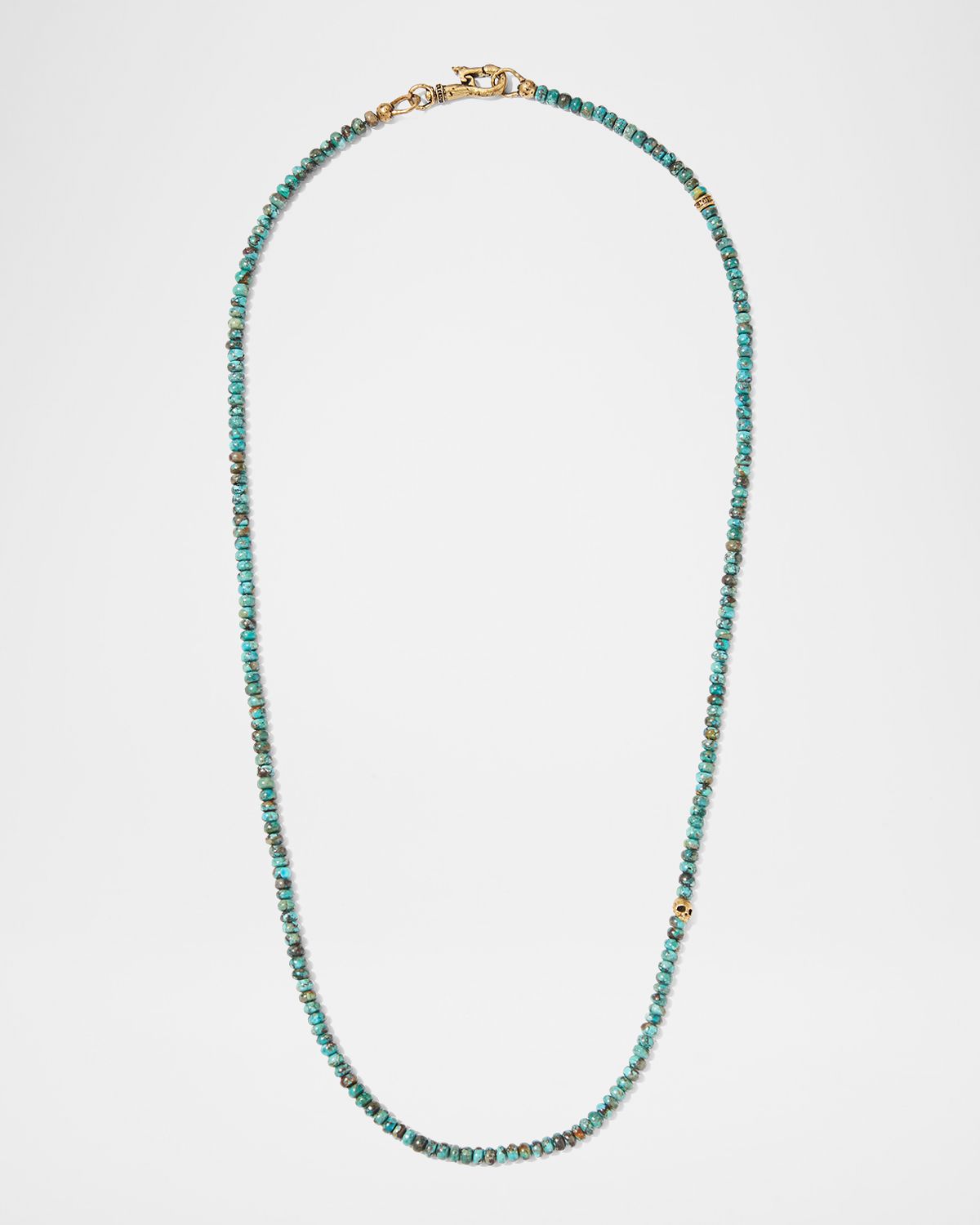 John Varvatos Men 's Skull Turquoise Beaded Necklace, 24"L