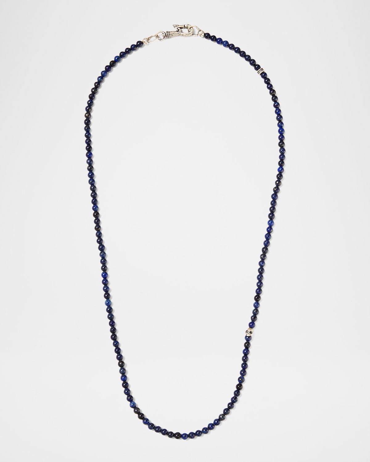 John Varvatos Men 's Skull Lapis Beaded Necklace, 24"L