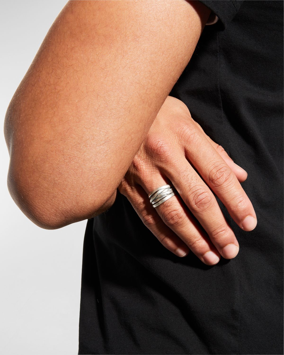 John Varvatos Men 's Silver Wrap Band Ring