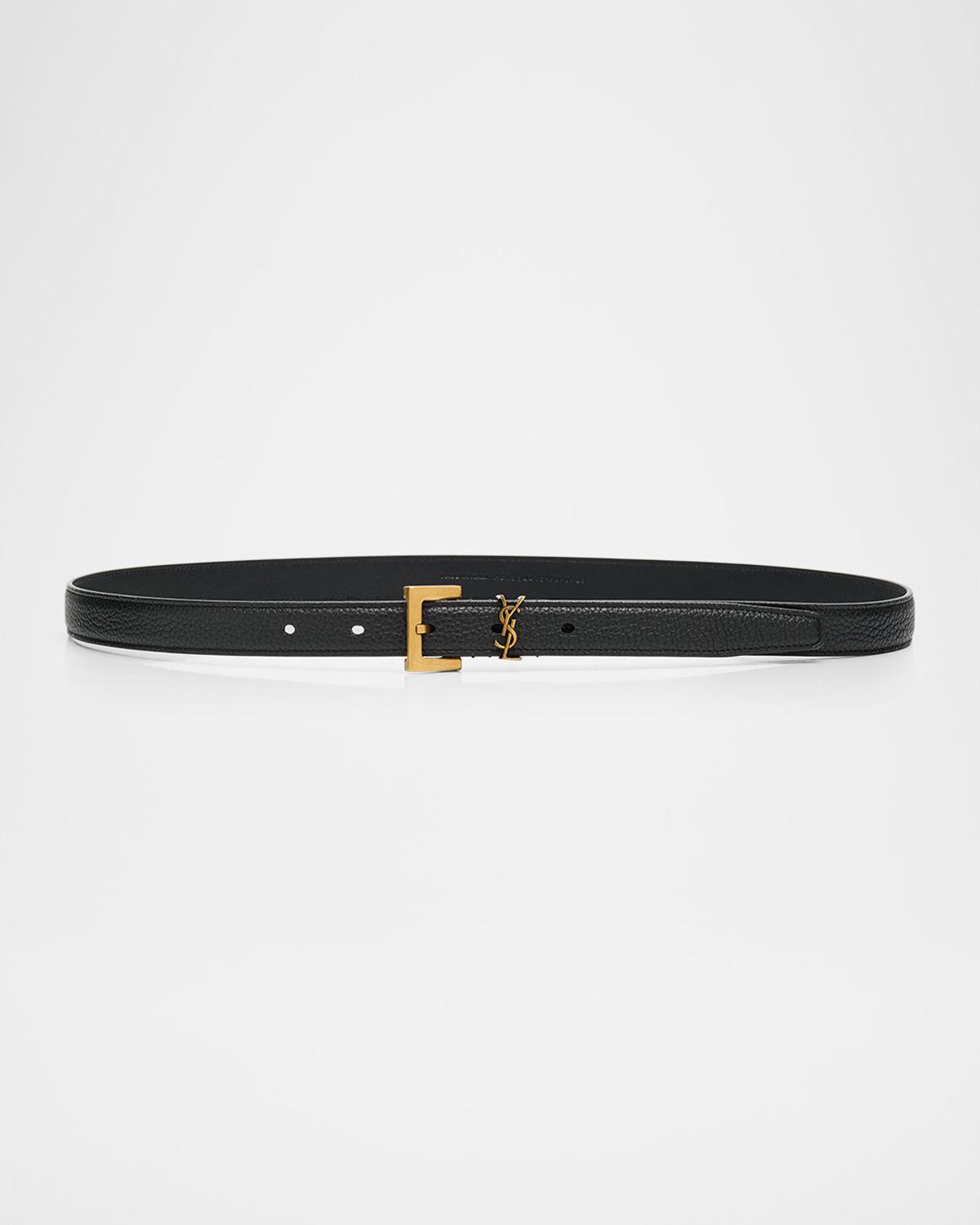 Saint Laurent YSL Grain Leather Skinny Belt