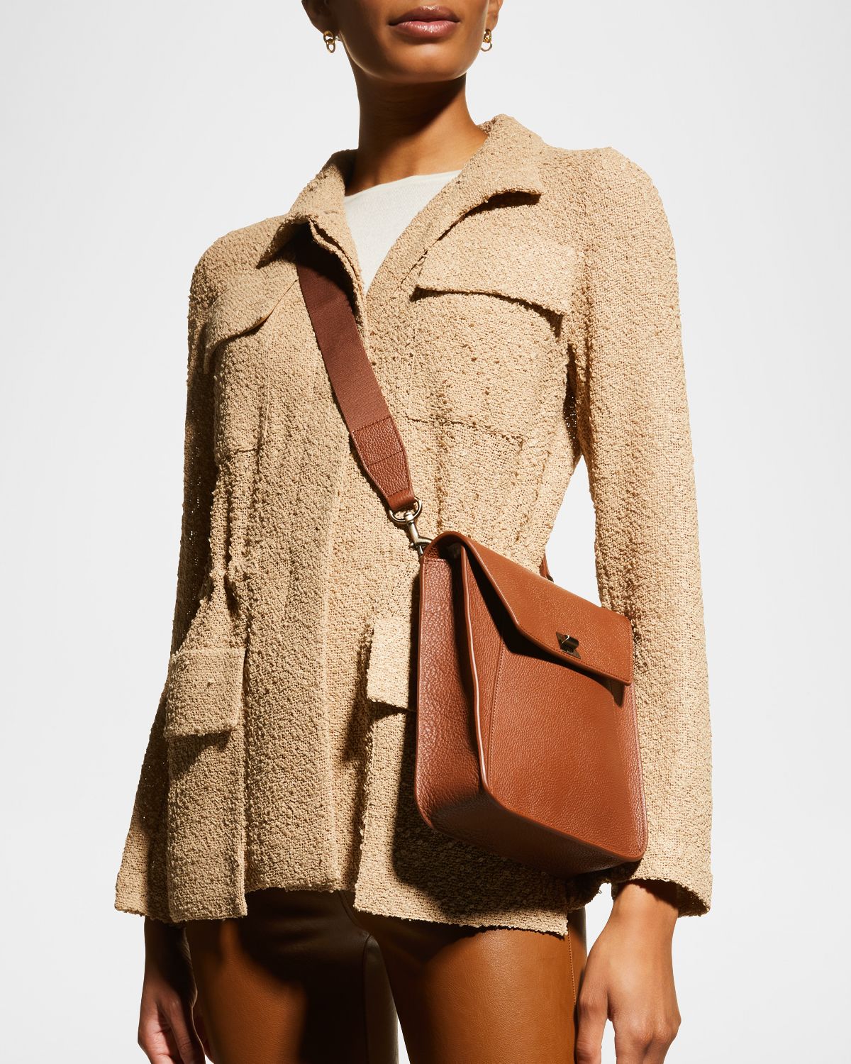 Akris Anouk Small Leather Messenger Bag