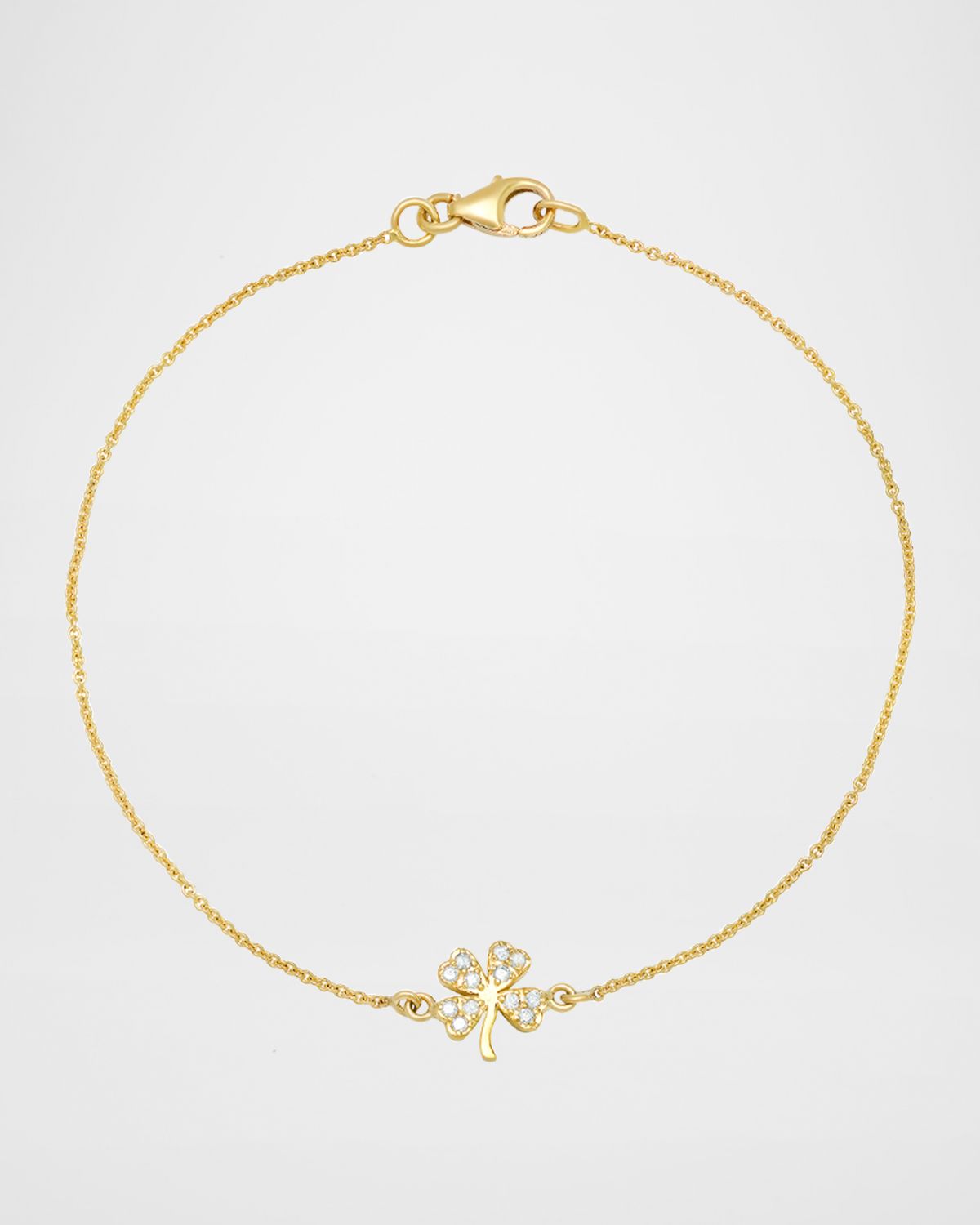Jennifer Meyer 18k Yellow Gold Clover Charm Bracelet w/ Diamonds