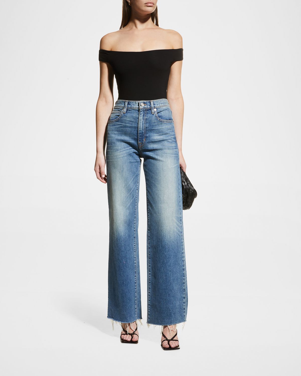 SLVRLAKE Grace Raw Hem Wide-Leg Jeans