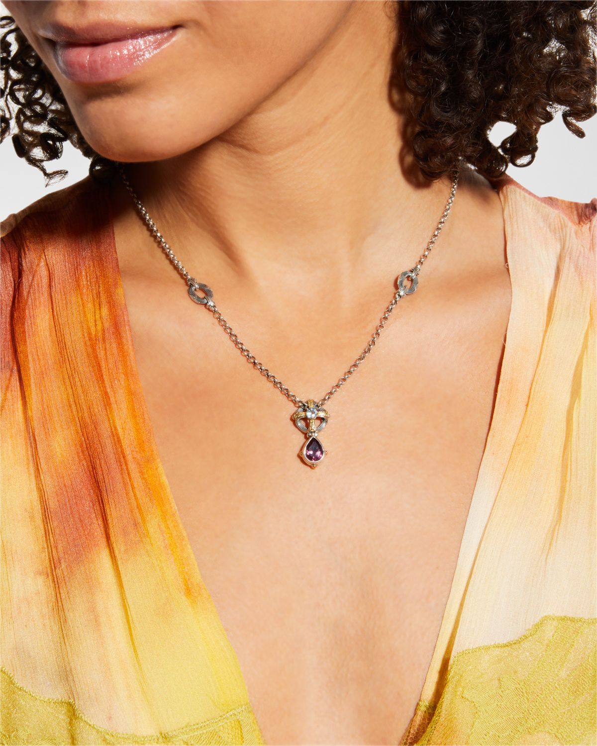 Konstantino Topaz & Rhodolite Pendant Necklace